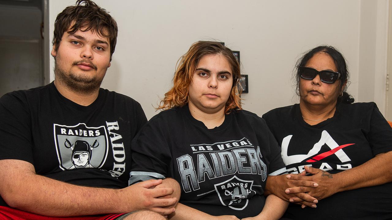 Shanarra’s family (from left) brother Jerome Campbell, sister Jacinta Campbell and mum mother Lena-Rose. Picture: Pema Tamang Pakhrin