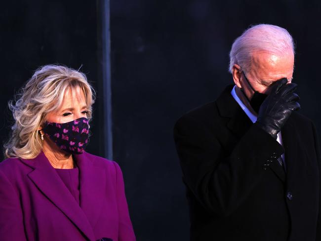 Soon-to-be First lady Dr. Jill Biden and President-elect Joe Biden at a memorial for victims of COVID-19. Picture: AFP