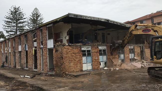 The Sunset Strip Holiday Lodge on Boundary St, Coolangatta, is knocked down on November 13, 2020