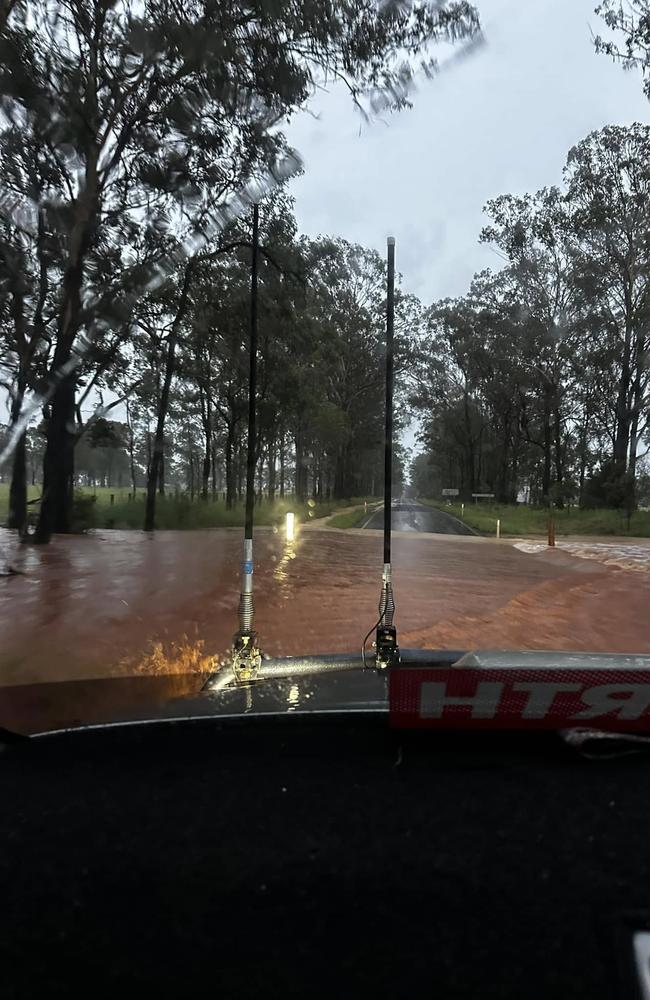 Flooding on the Chinchilla Wondai Road. Picture: Facebook / South Burnett Flood Watch