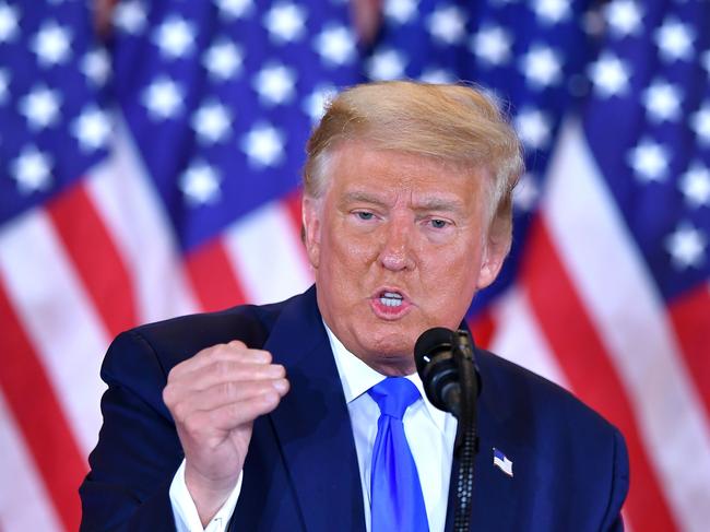 US President Donald Trump speaks during election night in the East Room of the White House in Washington, DC, early on November 4, 2020. (Photo by MANDEL NGAN / AFP)