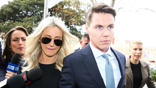 Roxy Jacenko and husband Oliver Curtis arrive at the Supreme court in Sydney for his sentence hearing. Pic Renee Nowytarger / The Australian.