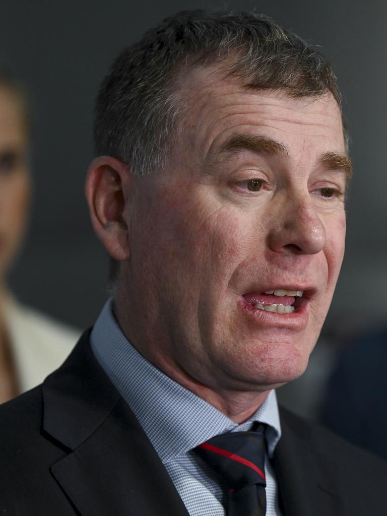 Housing Minister Nick Champion speaks during a press conference 2024. Picture: Mark Brake