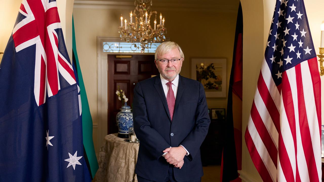 Kevin Rudd, at his residence in Washington DC. Picture: Noah Willman