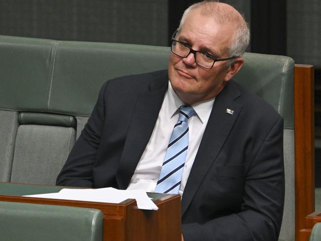 Scott Morrison this week in parliament, where he said he was leaving without rancour or scores still to settle. Picture: NCA NewsWire / Martin Ollman