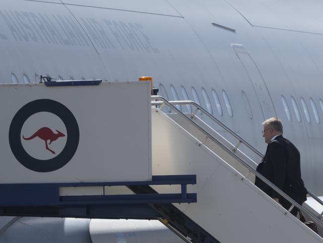 CANBERRA, AUSTRALIA, NewsWire Photos. NOVEMBER 15, 2023: Prime Minister Anthony Albanese departs Canberra to attend the APEC Economic Leaders' Meeting in San Francisco, USA from 15 - 17 November 2023.. Picture: NCA NewsWire / Martin Ollman