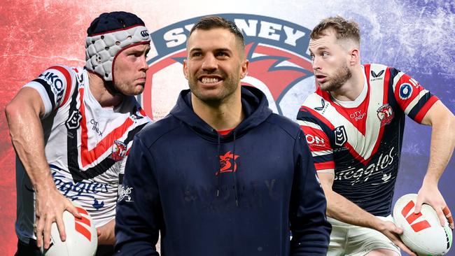 Sydney Roosters playmakers (L-R) Luke Keary, James Tedesco and Sam Walker.