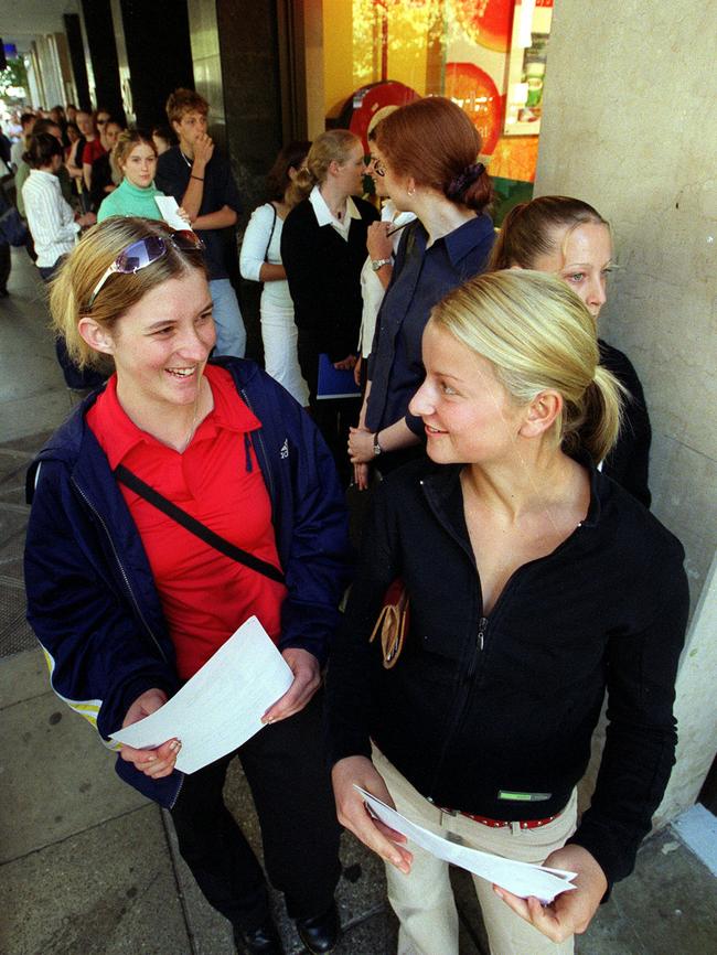 SA job seekers in the queue for an interview at Boost Juice bar in Adelaide