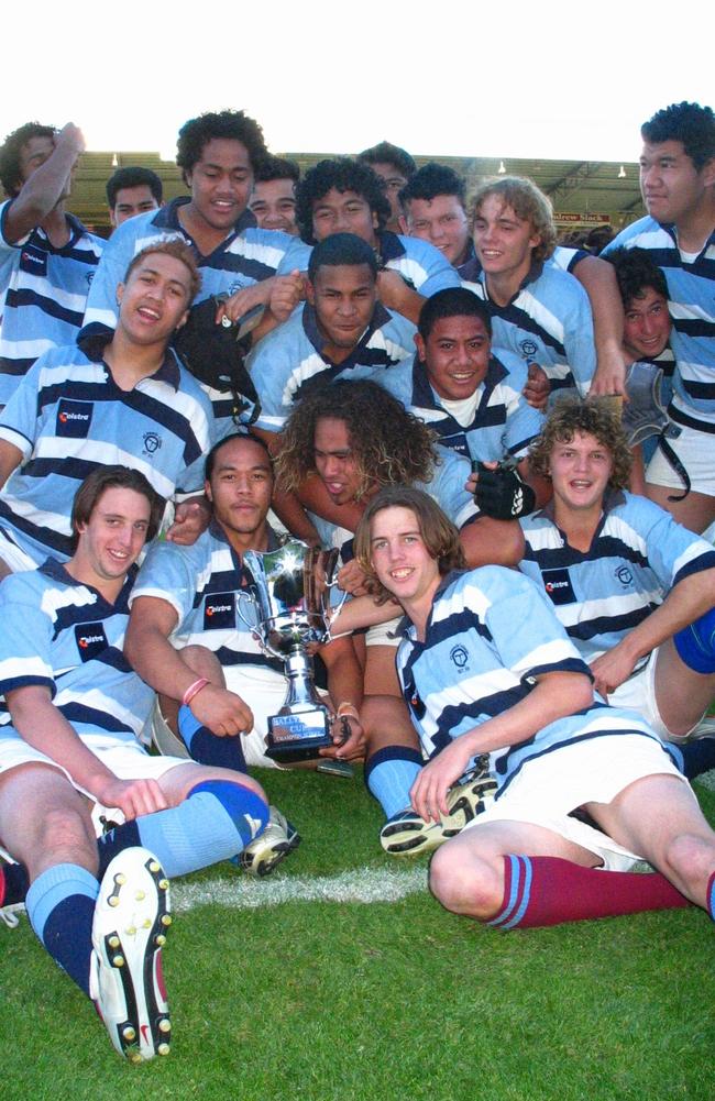 Nick Cummins, far right, with the St Francis College’s victory team in 2004.