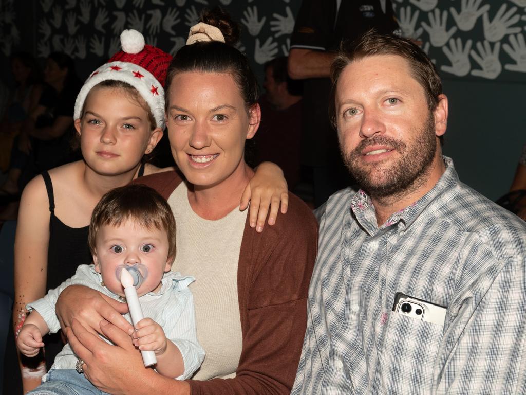 Heidi, Tilden, Rachel and Tyson at Christmas Carols Hosted by Sarina Surf Lifesaving Club Saturday 21 December 2024 Picture:Michaela Harlow