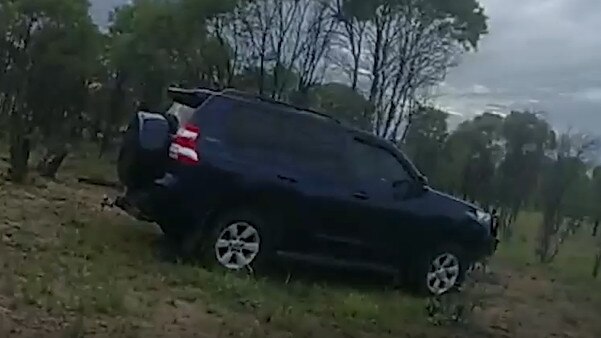 North Queensland police body-camera footage shows police approaching the Toyota Prado 4WD Richmond teen Tea Wright-Finger was believed to have been driving when she disappeared near the Outback town on October 16. Picture: Supplied