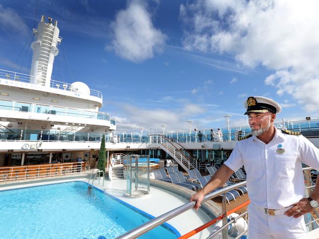 Captain of the Majestic Princess, Dino Sagani, from Italy, has been coming to Hobart on cruise ships for about 20 years. Picture: PATRICK GEE