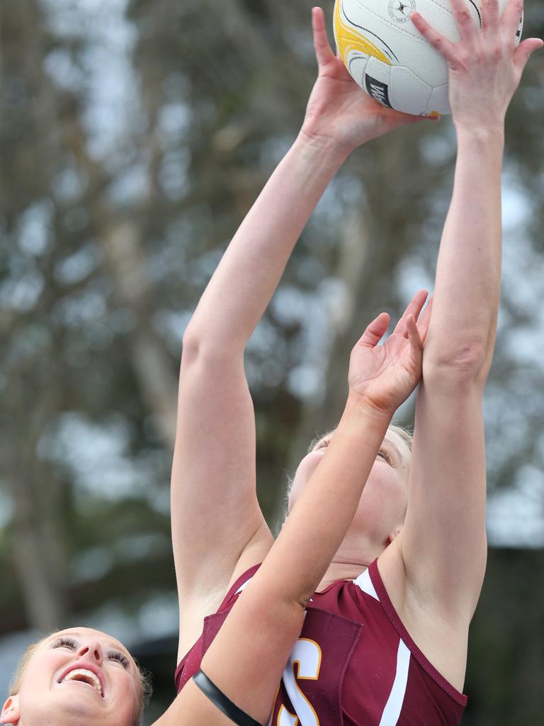 A Grade netball GDFL: Bell Post Hill v East Geelong East Geelong Goal shooter Shannon Pietsch over Bell Post Hill Goal keeper Brooke Sheppard Picture: Mark Wilson