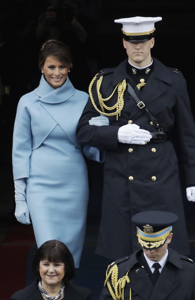 President Donald Trump’s wife Melania Trump arrives before the 58th Presidential Inauguration at the U.S. Capitol in Washington on January 20, 2017. Picture: AP