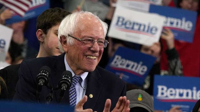 Democratic presidential hopeful Bernie Sanders in Manchester, New Hampshire. Picture: AP