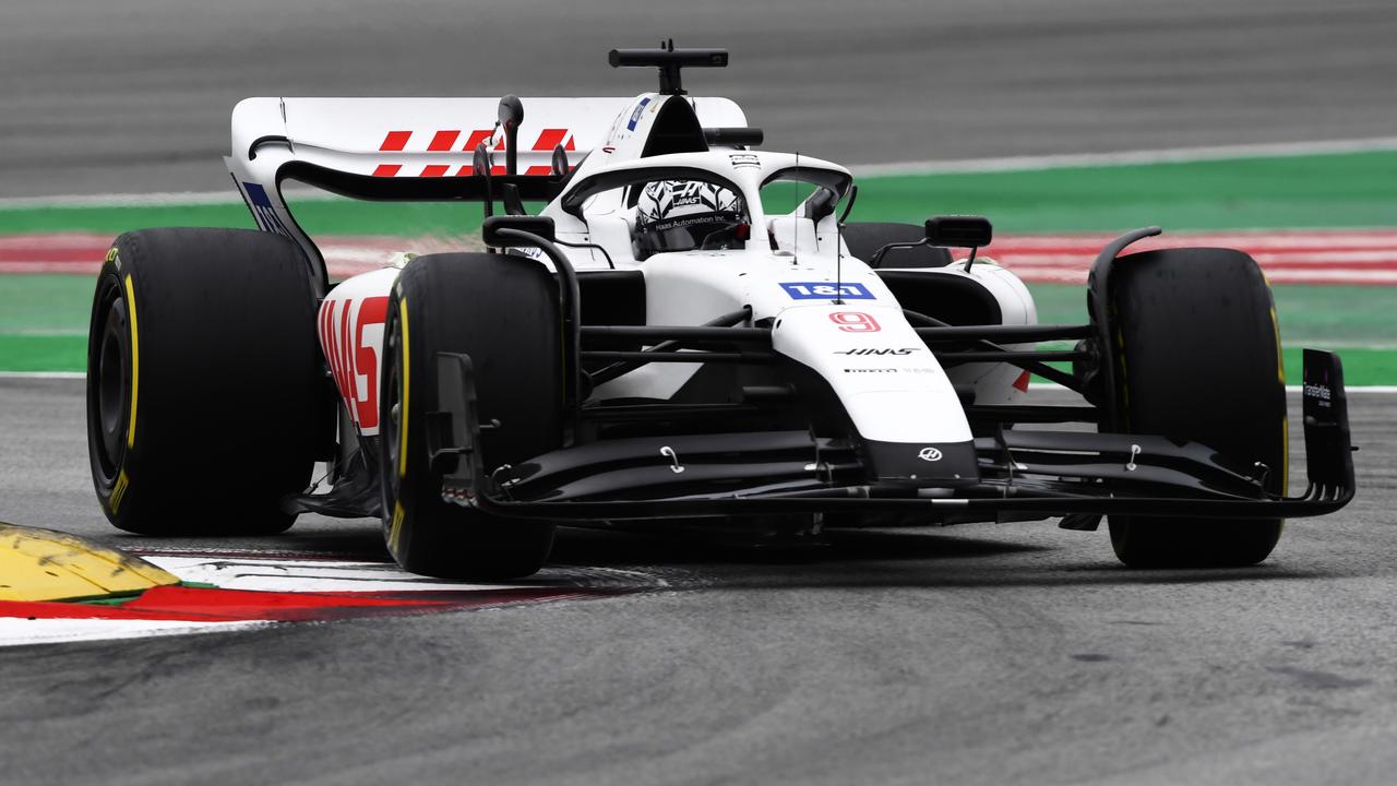 The Haas team removed the livery. Photo by Rudy Carezzevoli/Getty Images