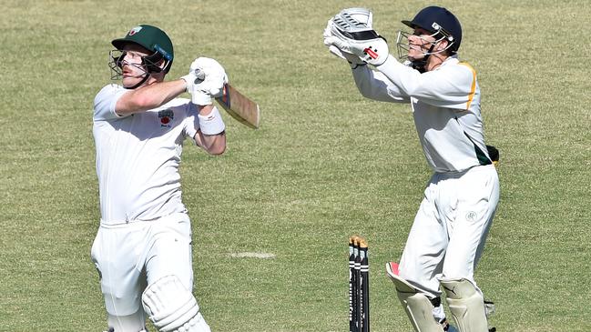 Jake Lambert goes on the attack for North Eltham Wanderers in Saturday’s DVCA Barclay Shield semi-final. Picture: Steve Tanner