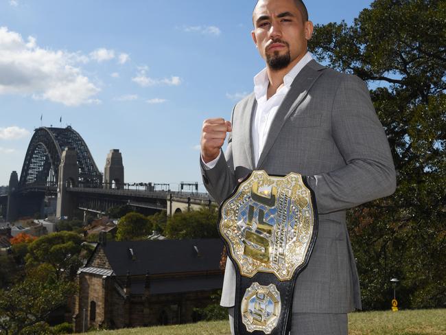 World champ Robert Whittaker is a big inspiration to the next generation of Australian UFC hopefuls. Picture: AAP