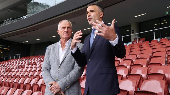 LIVE Golf CEO Greg Norman with Premier Peter Malinauskas, announcing Adelaide would host the event. NCA NewsWire / David Mariuz