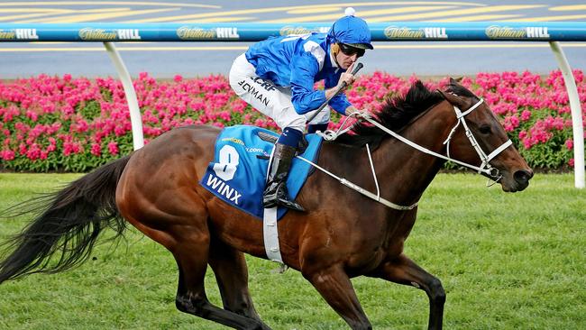 Winx won last year’s Cox Plate by a record margin. Picture: Colleen Petch