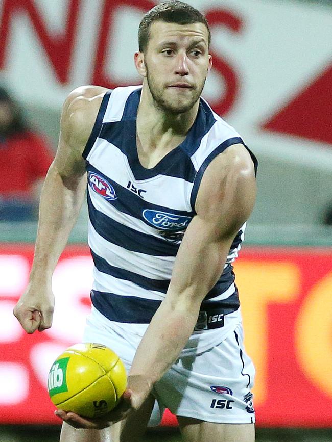 Sam Menegola in action during his debut. Picture: George Salpigtidis