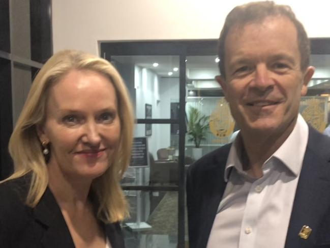 Opposition leader Mark Speakman, with the deputy leader of the NSW Liberal Party, Natalie Ward, outside a meeting of Liberal Party members at the Royal Motor Yacht Club Broken Bay at Newport on Thursday, September 4, 2024.