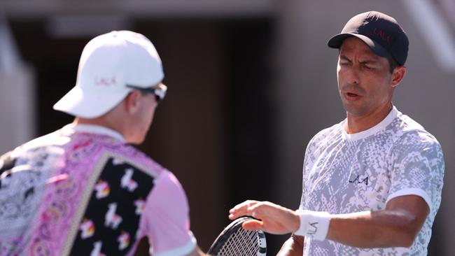 Ecuador’s Gonzalo Escobar and Uruguay’s Ariel Behar managed to take a set, but weren’t good enough to stpp the Special Ks. Picture: AFP