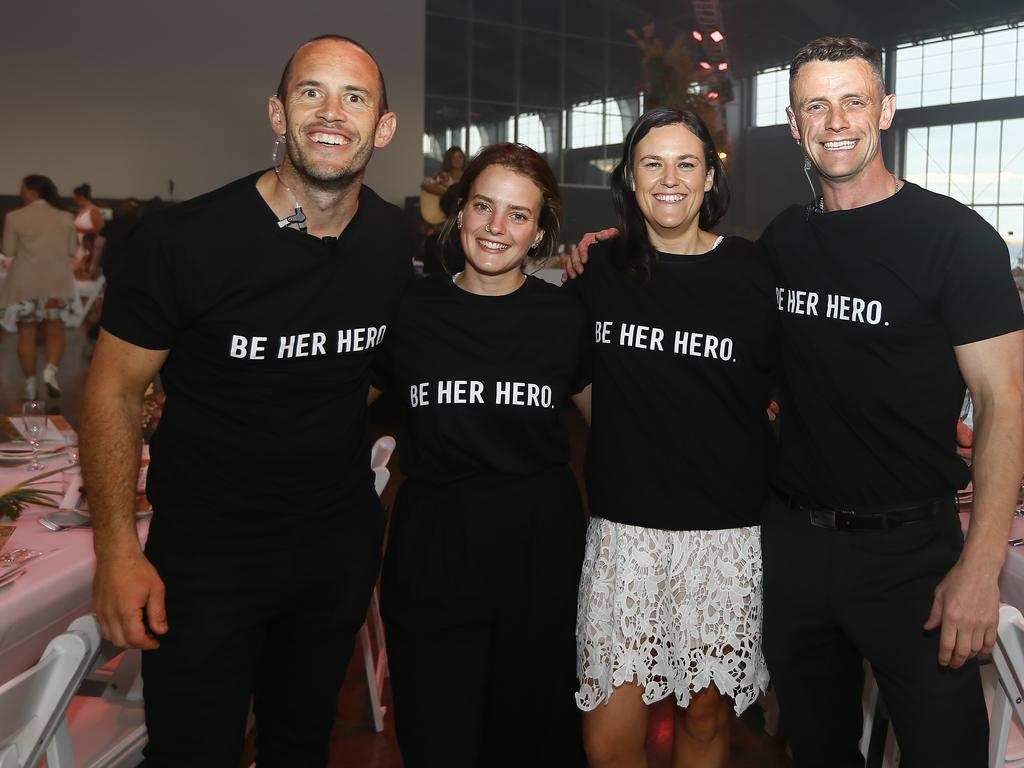 SOCIALS - Be Hers - change lives, end slavery event / ball at PW3, Hobart last night. (L-R) Jake Towns of Sandford, Megan Dehoog of Warrane, Mel Woolley of Sandford, Barry Wheeler of Dynnyrne. Picture: MATT THOMPSON