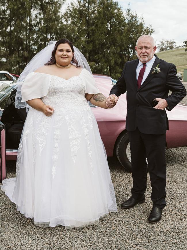 Ashlee Colmer, who died unexpectedly soon after being diagnosed with leukaemia, with her father Kevin. Picture: Supplied by family