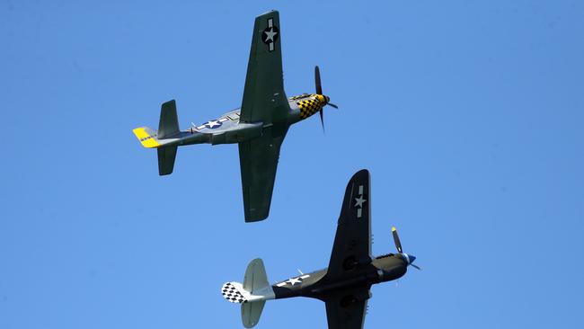 P-51D Mustang and P-40 Kittyhawk at day three of the Pacific Airshow, 20 August 2023. Picture: Richard Gosling