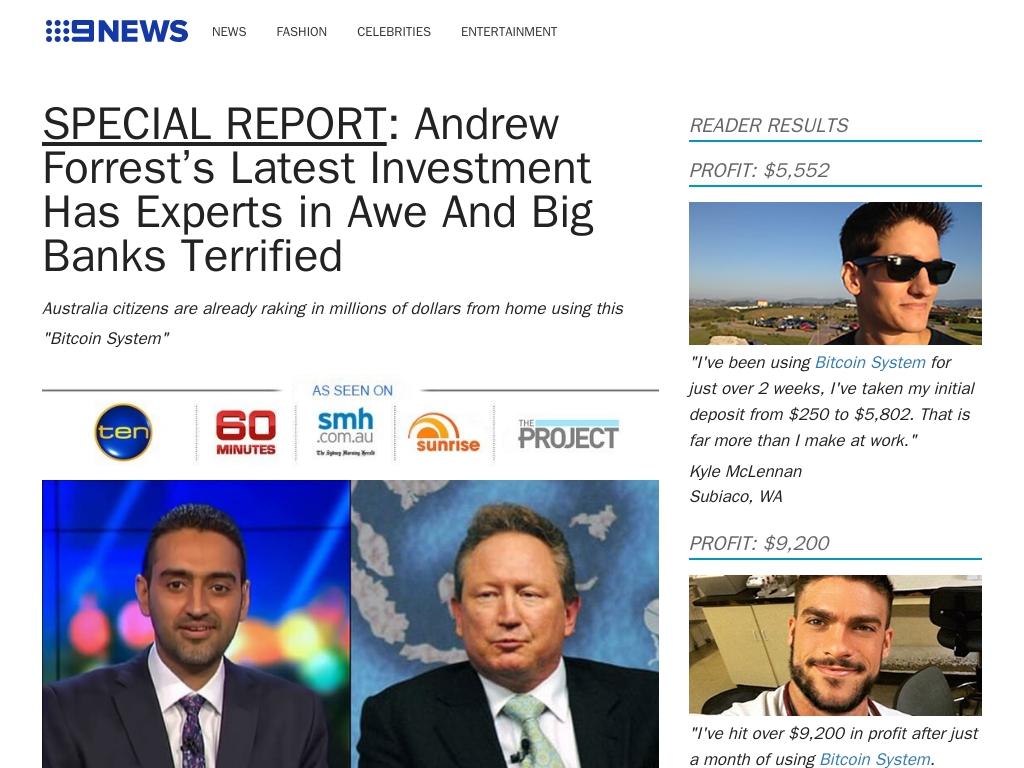 Waleed Aly and Andrew Forrest’s images were used to promote a Bitcoin scheme.