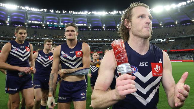 David Mundy and the victorious Dockers celebrate their win over Sydney. Picture: Getty Images