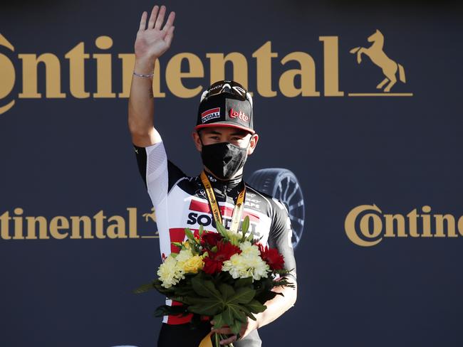 Caleb Ewan won five stages at the Tour de France, including this win in 2020. Picture: Getty Images