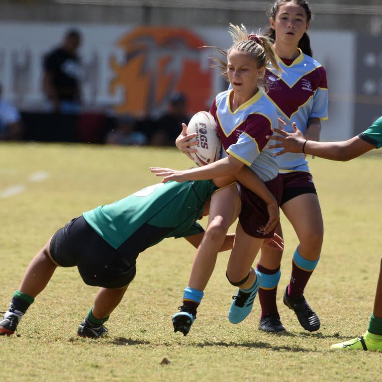 Under-12 girls' state league titles at Burleigh juniors fields Met North V South Coast. South Coast's Tameka Barnes. (Photo/Steve Holland)