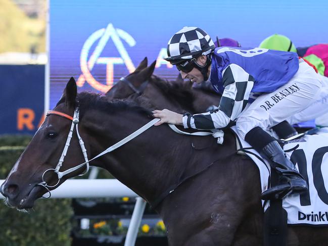 SYDNEY, AUSTRALIA - JUNE 24: Danny Beasley riding Ucalledit wins Race 8 Drinkwise during "Civics Stakes Day" - Sydney Racing at Royal Randwick Racecourse on June 24, 2023 in Sydney, Australia. (Photo by Jeremy Ng/Getty Images)