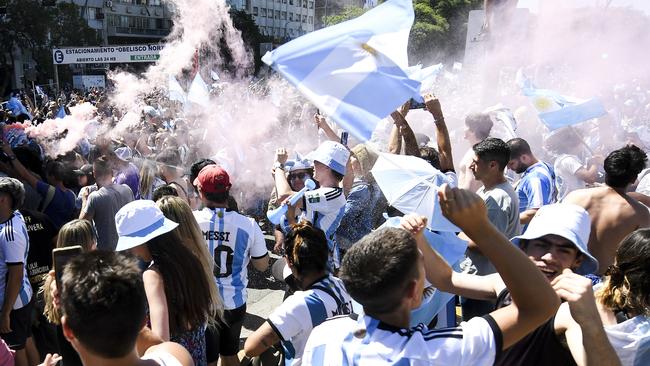 Fans of Argentina celebrate in Buenos Aires.