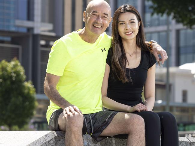 Kidney transplant recipient, Rob Young, who is running a marathon on the anniversary of his op with his daughter, Samantha Young Picture by Wayne Taylor 9th November 2023