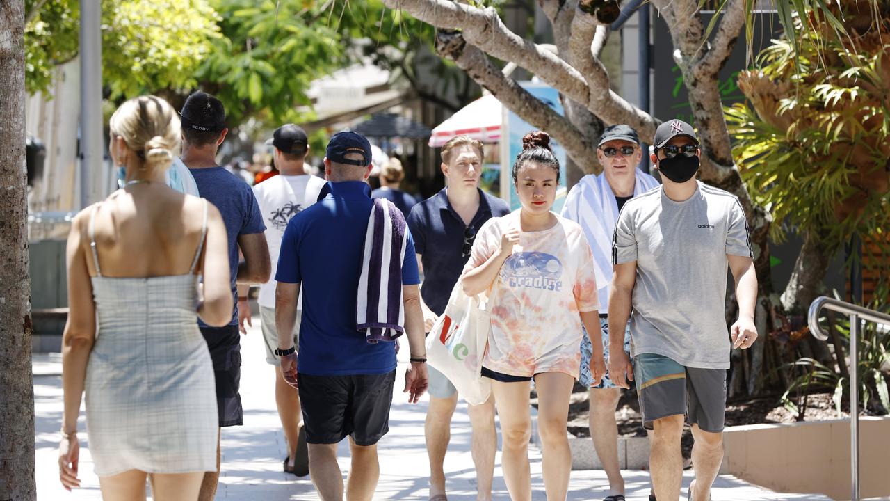 Shoppers on Hastings street in Noosa. Picture Lachie Millard