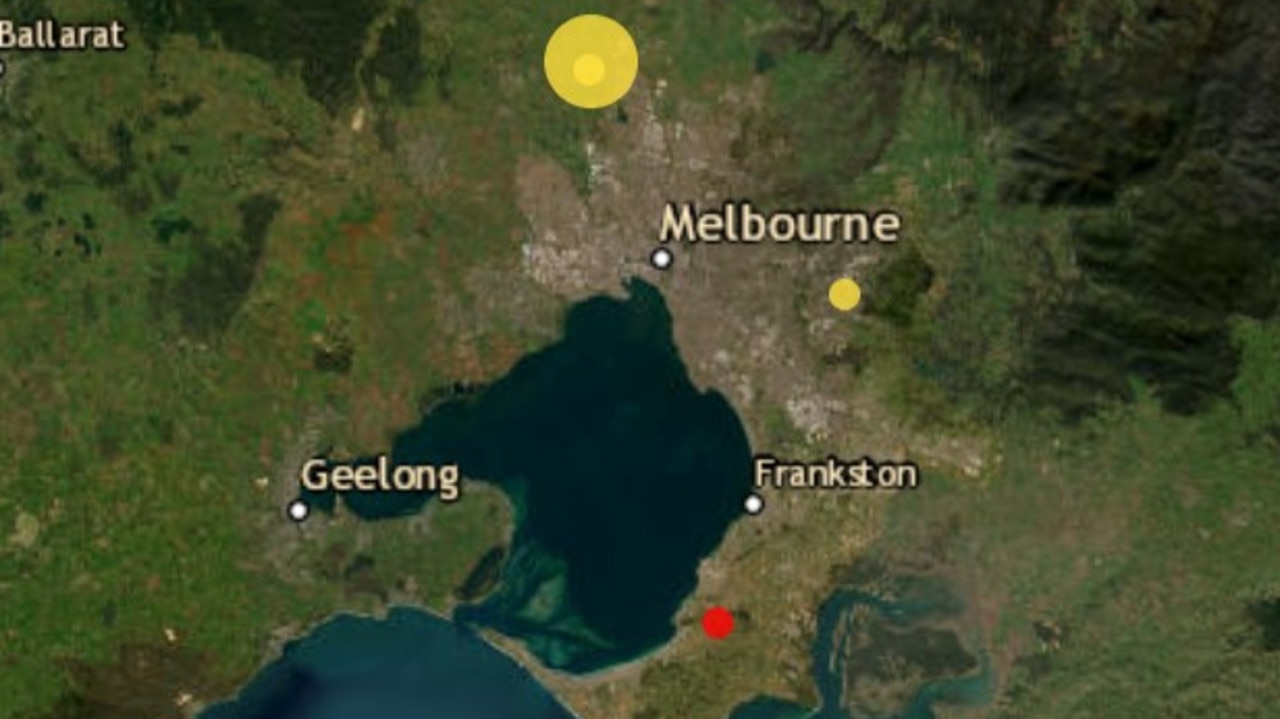 The location of three earthquakes to have struck Victoria over the last week. Picture: Geoscience Australia.