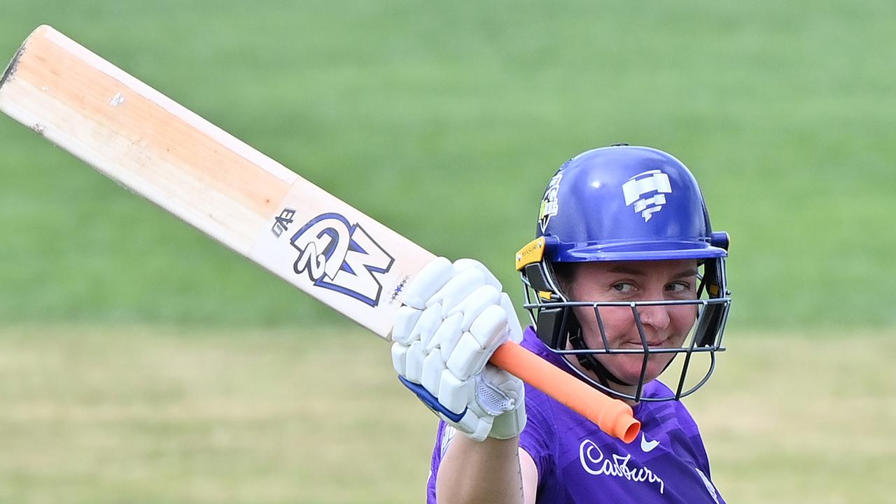 Hobart Hurricanes skipper Rachel Priest made history as she blasted her way to an unbeaten century against the Melbourne Stars. Picture: Steve Bell/Getty Images