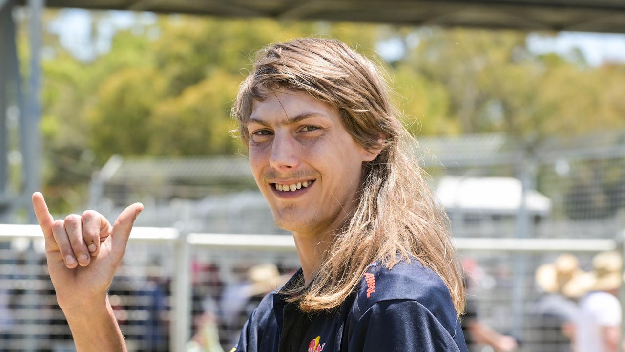 Liam Beames vying for best mullet at the VALO Adelaide 500. Picture: Brenton Edwards