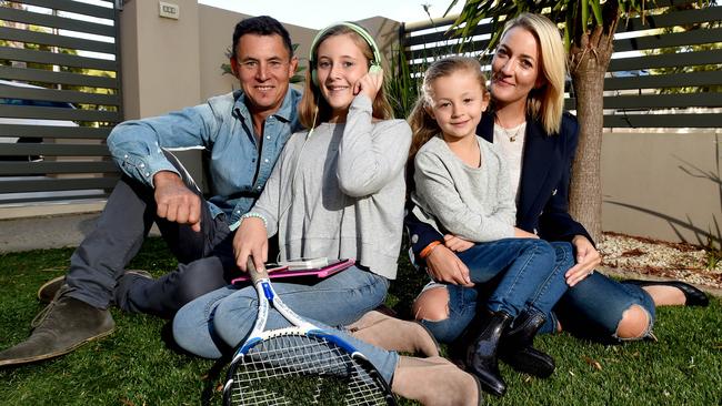 25.3.2016. Andrew and Emma Farrer with their children Amali, 11, and Ava, 5. Story is about children aged 9-11 being the most expensive age group for parents to pay for - clothing, food, education, technology, social and sports activities. Photo Sam Wundke