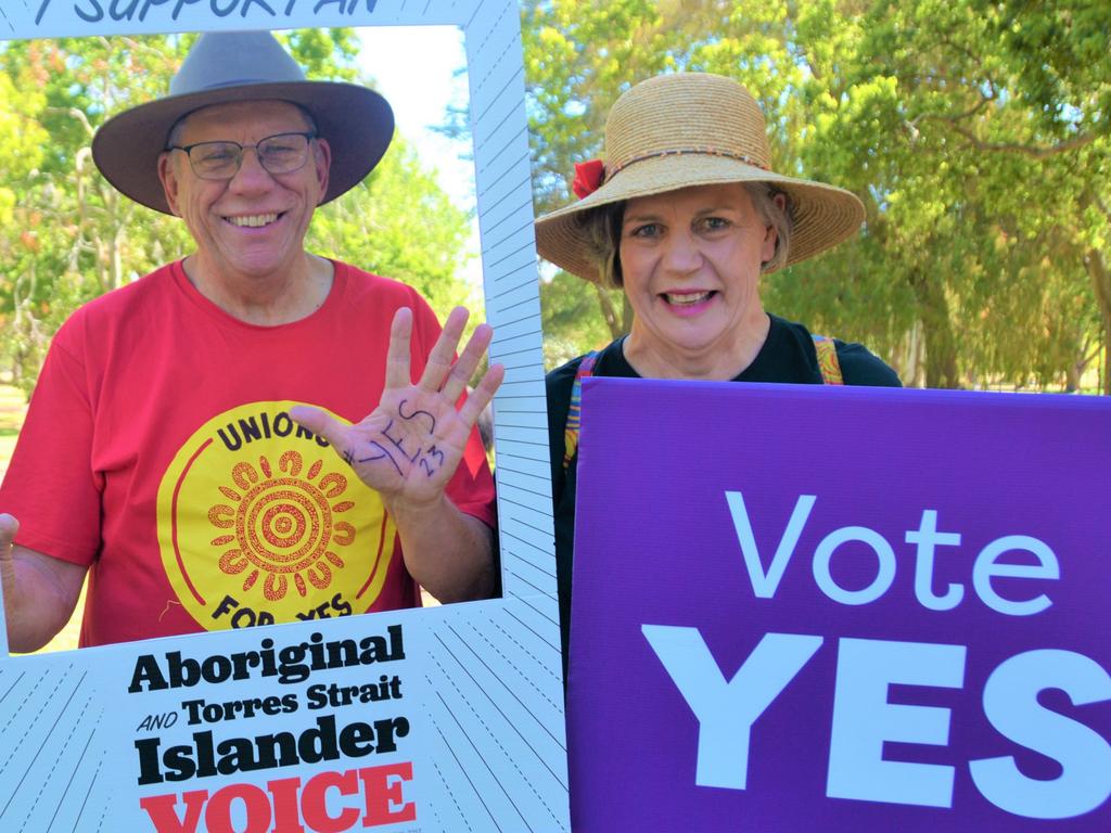 The masses turned out to show their support for the 'yes vote' for the Indigenous Voice to Parliament next month, in a Toowoomba march on Sunday, September 17. Picture: Rhylea Millar