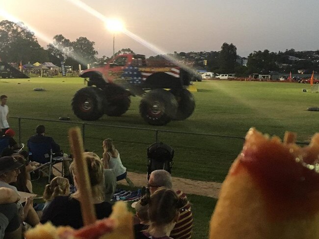 A monster truck performs earlier in the night. Picture: Debbie Lambden/Facebook