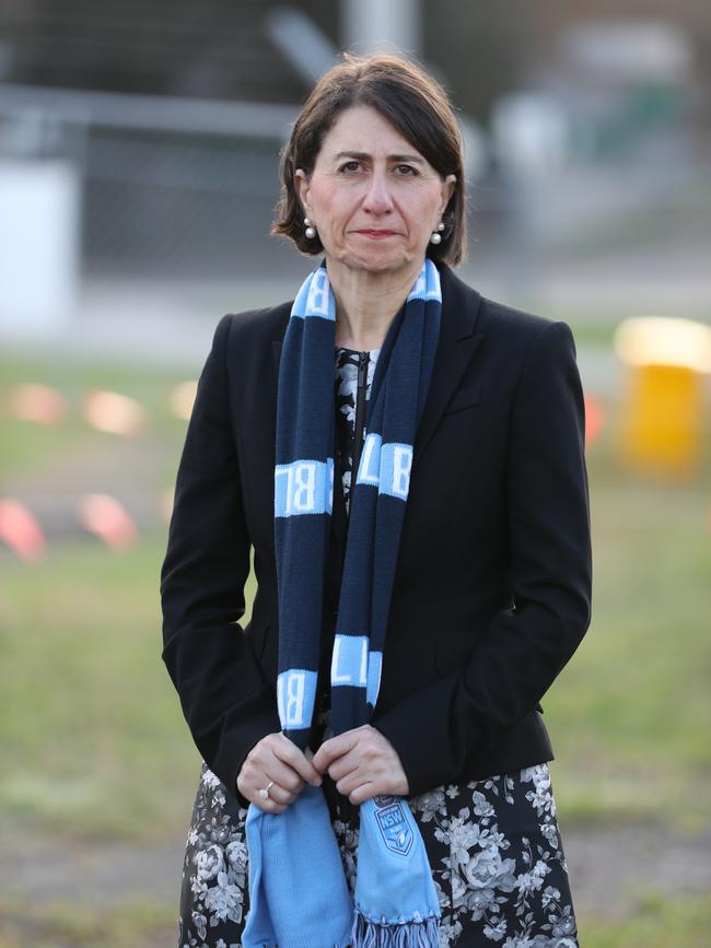 Premier Gladys Berejiklian at the pre-sale of a site for a new train station. Picture: John Grainger