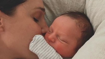 Kayla Itsines and fiance Jae Woodroffe welcome their new baby boy, Jax Stokes Woodroffe, January 5, 2023. Picture: Instagram