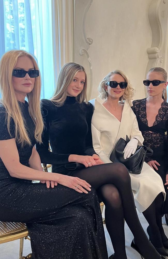 Kidman, Watts and their children were front row at the Balenciaga Show. Picture: @naomiwatts/Instagram