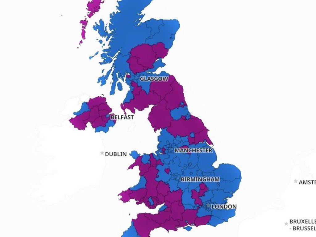 UK covid cases are now more of an issue outside major cities. Picture: UK Government,