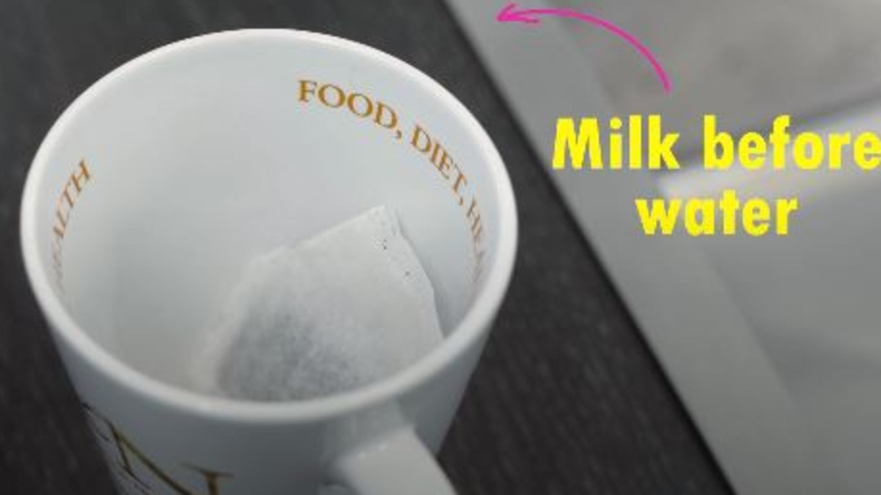 So, instead of pouring hot water first, he suggests to add the milk so its proteins can bind to the tannins and other minerals in the water. Picture: Supplied