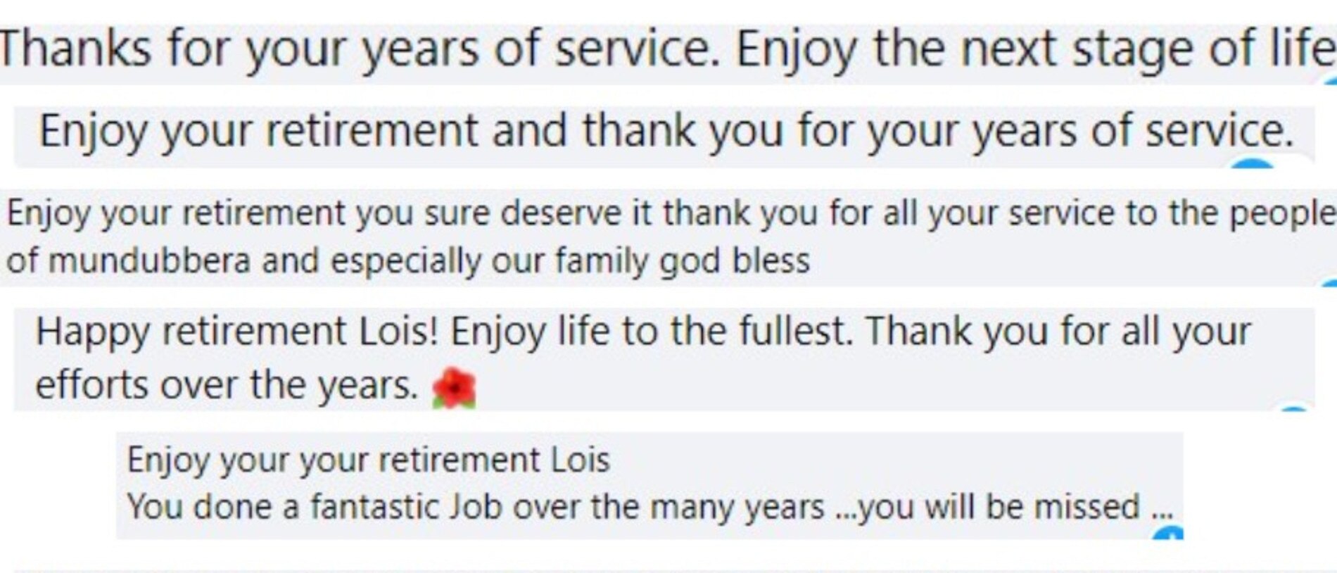 Dozens shared kind words online to Lois Mesner ahead of her retirement.